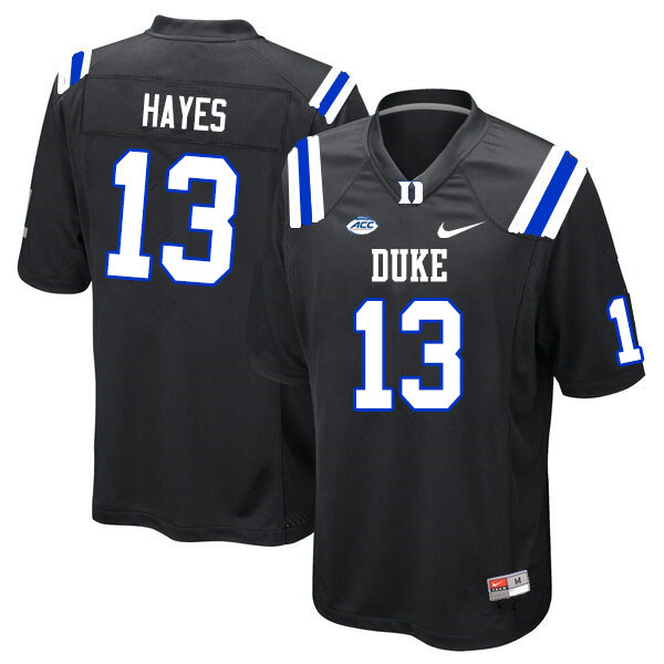 Men #13 Jordan Hayes Duke Blue Devils College Football Jerseys Sale-Black - Click Image to Close